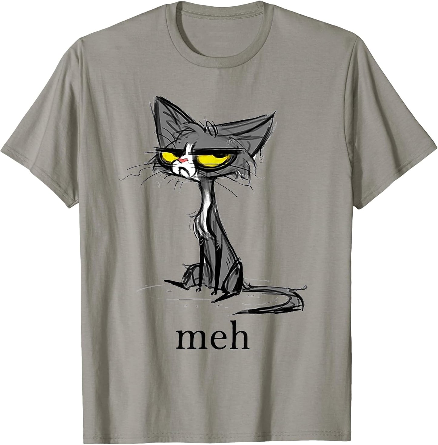 Funny Meh Cat Gift for Cat Lovers T-Shirt Small