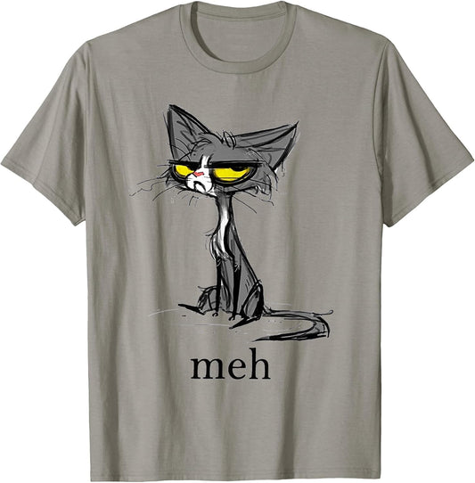 Funny Meh Cat Gift for Cat Lovers T-Shirt Small