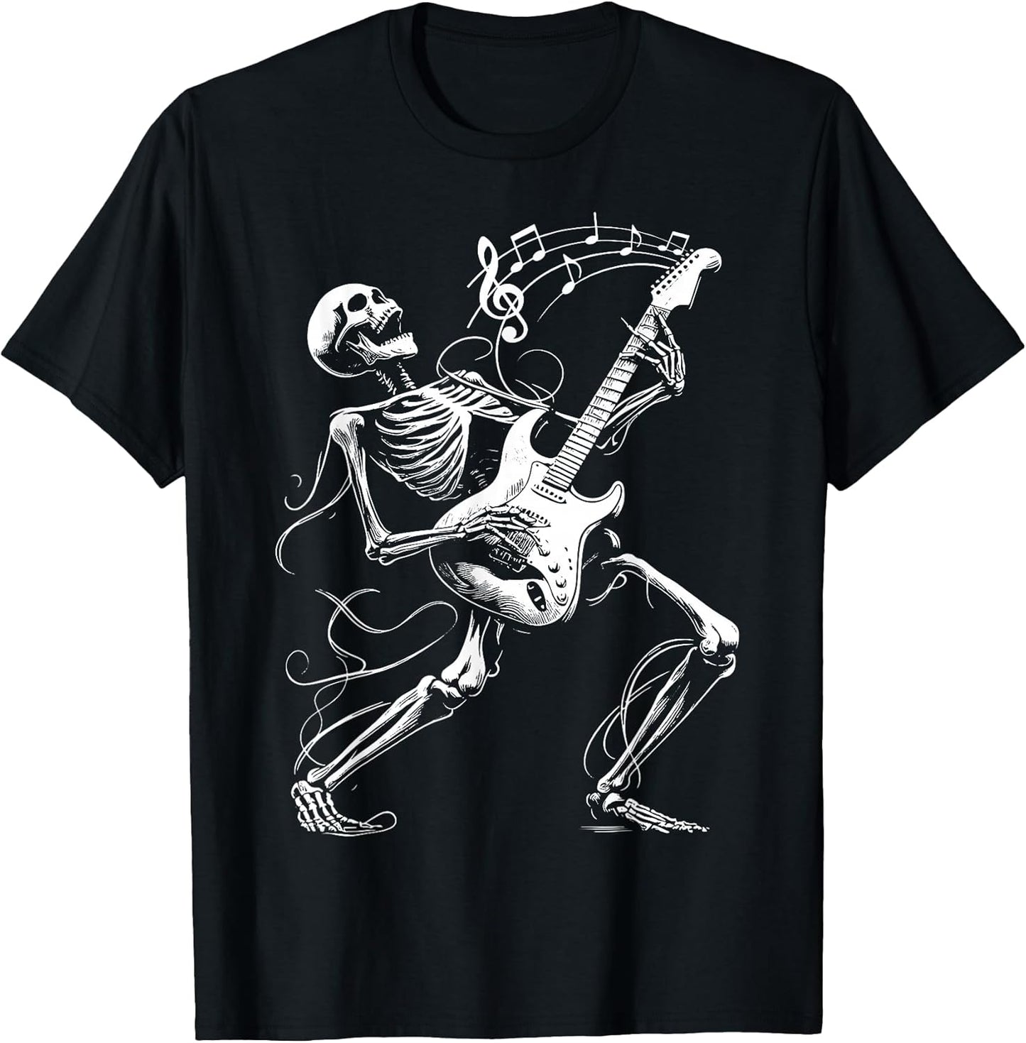 Skeleton Playing Guitar Music Gifts for Men Women Rock Band T-Shirt
