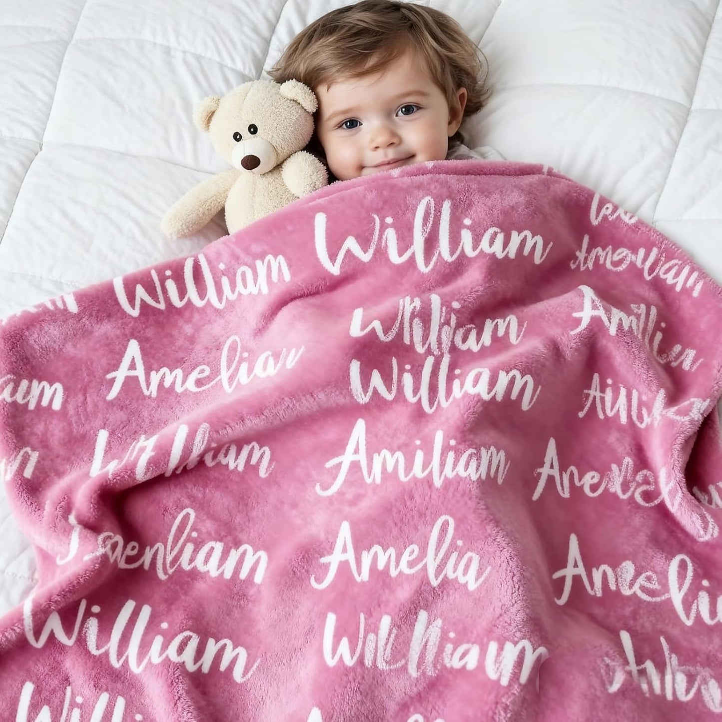 Ship Next Day, Personalized Baby Blanket for Boys Girls - Printed in USA, Custom Name Blanket Super Soft Plush Flannel Baby Shower Christmas Easter Gifts for Newborn Toddler Kids