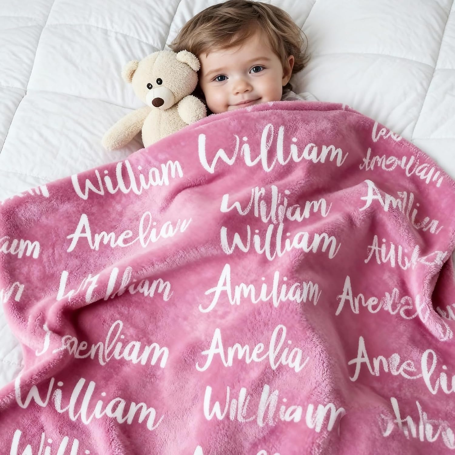 Ship Next Day, Personalized Baby Blanket for Boys Girls - Printed in USA, Custom Name Blanket Super Soft Plush Flannel Baby Shower Christmas Easter Gifts for Newborn Toddler Kids