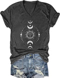 Women's T-Shirts V-Neck Summer Graphic Tee Vintage Boho Flowers Short Sleeve T Shirt Tops