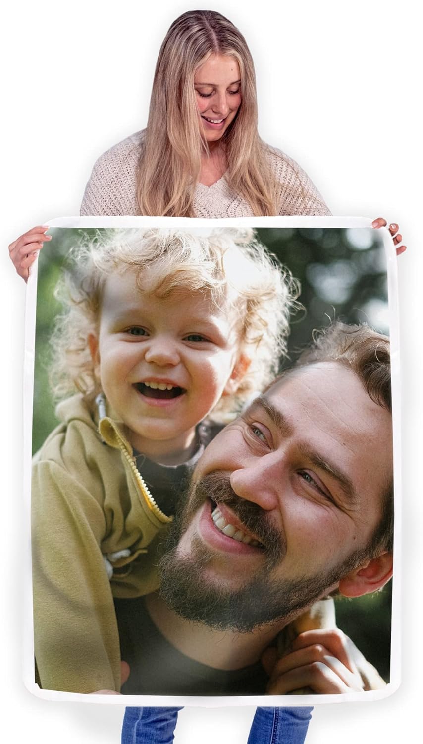 FrameStory Custom Blanket Photos and Text, Fully Customizable with Your Pictures and Message, Soft Smooth Fleece Throw, 30" x 40"