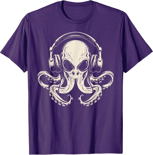 Octopus With Headset Music Graphic