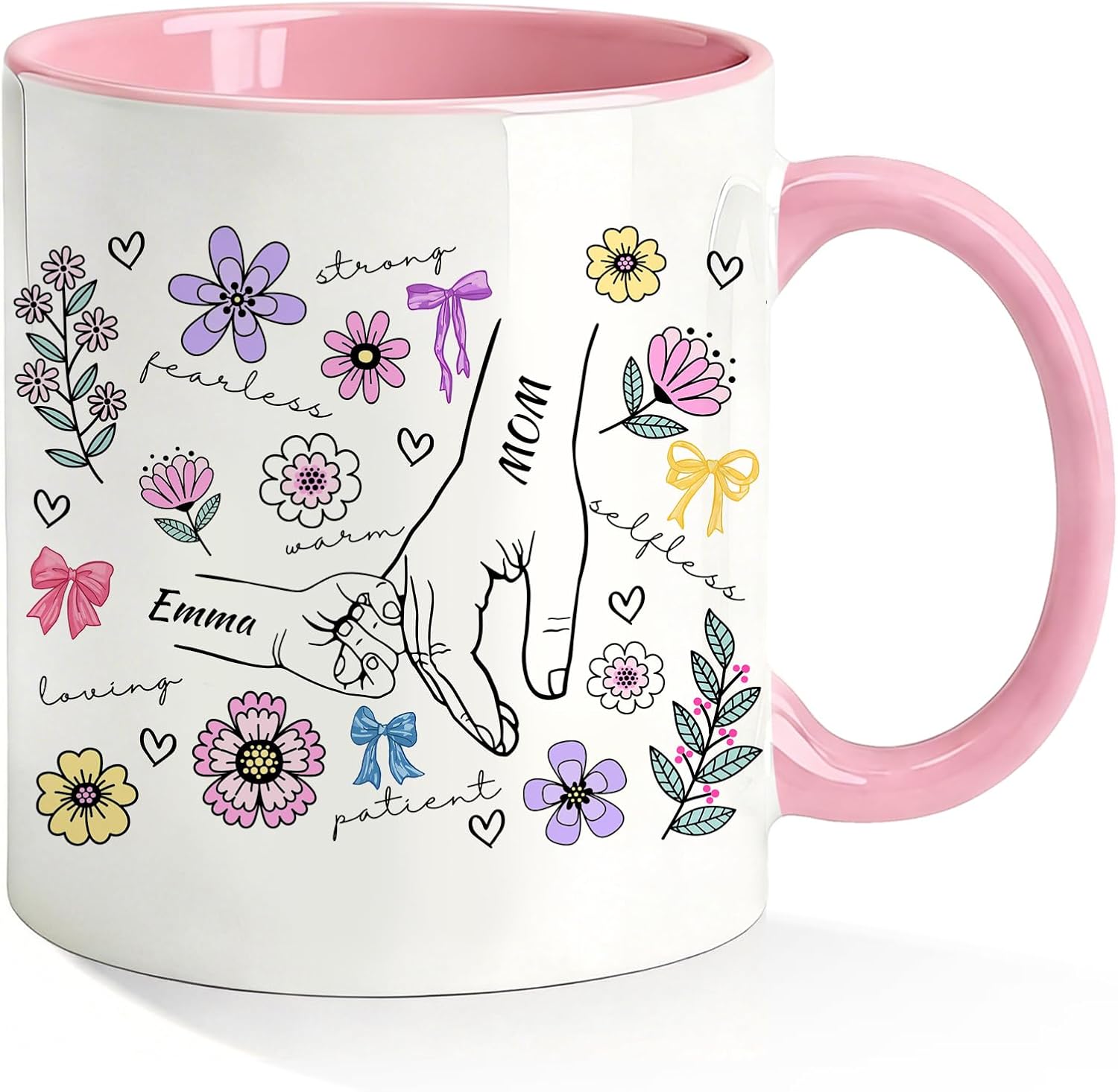 Personalized Mothers Day Gifts for Mom Mug - Custom Mom Mug with Kids Names Flower Mugs Ceramic Coffee Cup, Ideal Mothers Day Gifts for Mommy, Grandma, Wife, Women