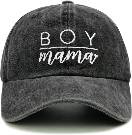 Boy Mama Baseball Cap for Women, Adjustable Cotton Embroidered Mom Hat, Funny Gift for Mothers Day, Birthday