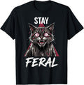 Stay Feral Angry Funny Cat Meme Animal Lover T-Shirt