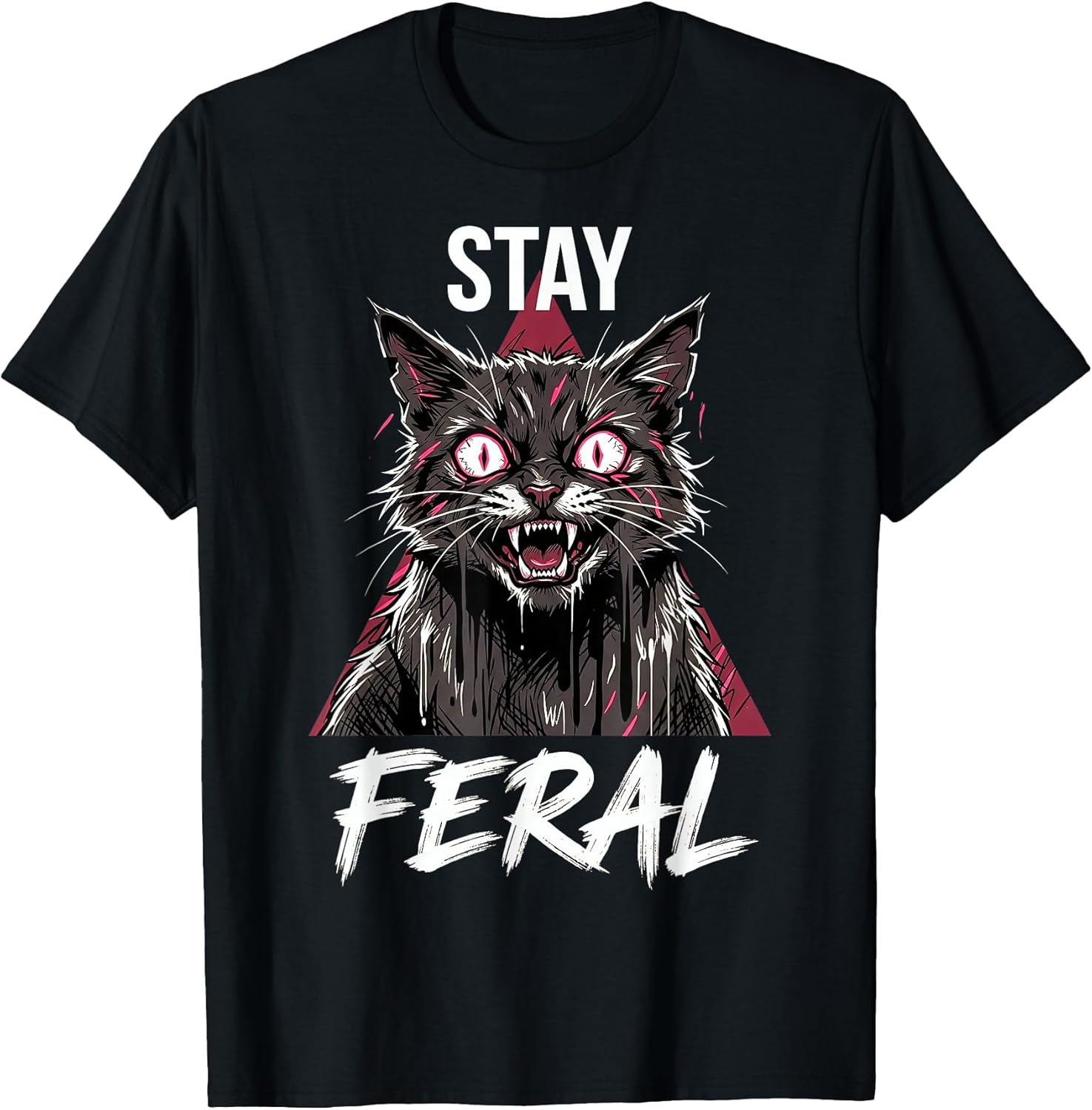 Stay Feral Angry Funny Cat Meme Animal Lover T-Shirt