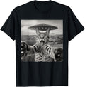 Funny Hilarious Cat Alien Selfie with UFOs Apparel