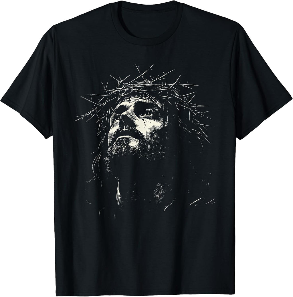 Vintage Face of Jesus Portrait with Crown Tee