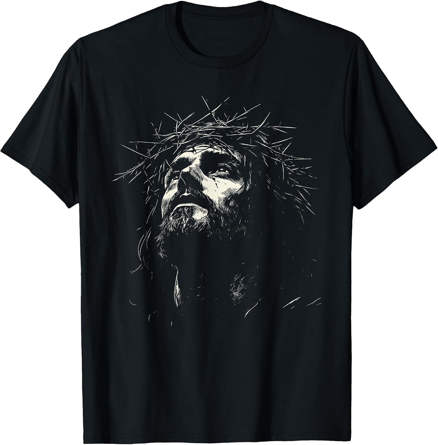 Vintage Face of Jesus Portrait with Crown Tee