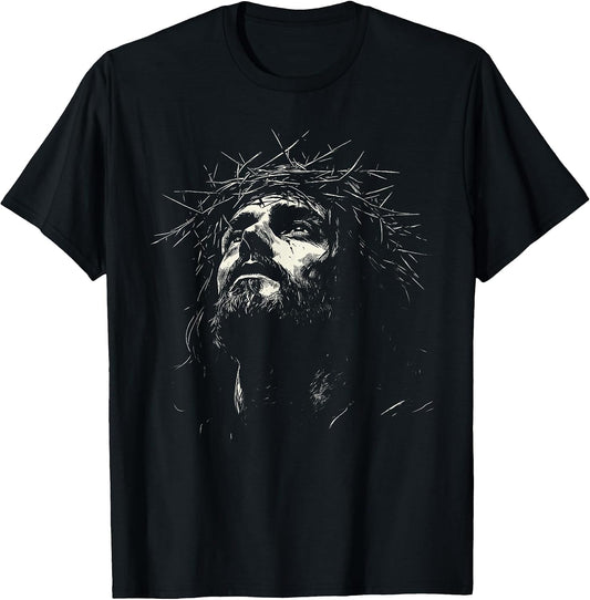 Vintage Face of Jesus Portrait with Crown Tee