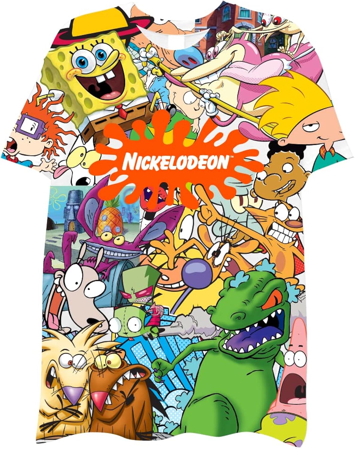 Mens 90s Cartoon Shirt - Rugrats Hey Arnold Ren & Stimpy Rocko's Modern Life Tie Dye T-Shirt