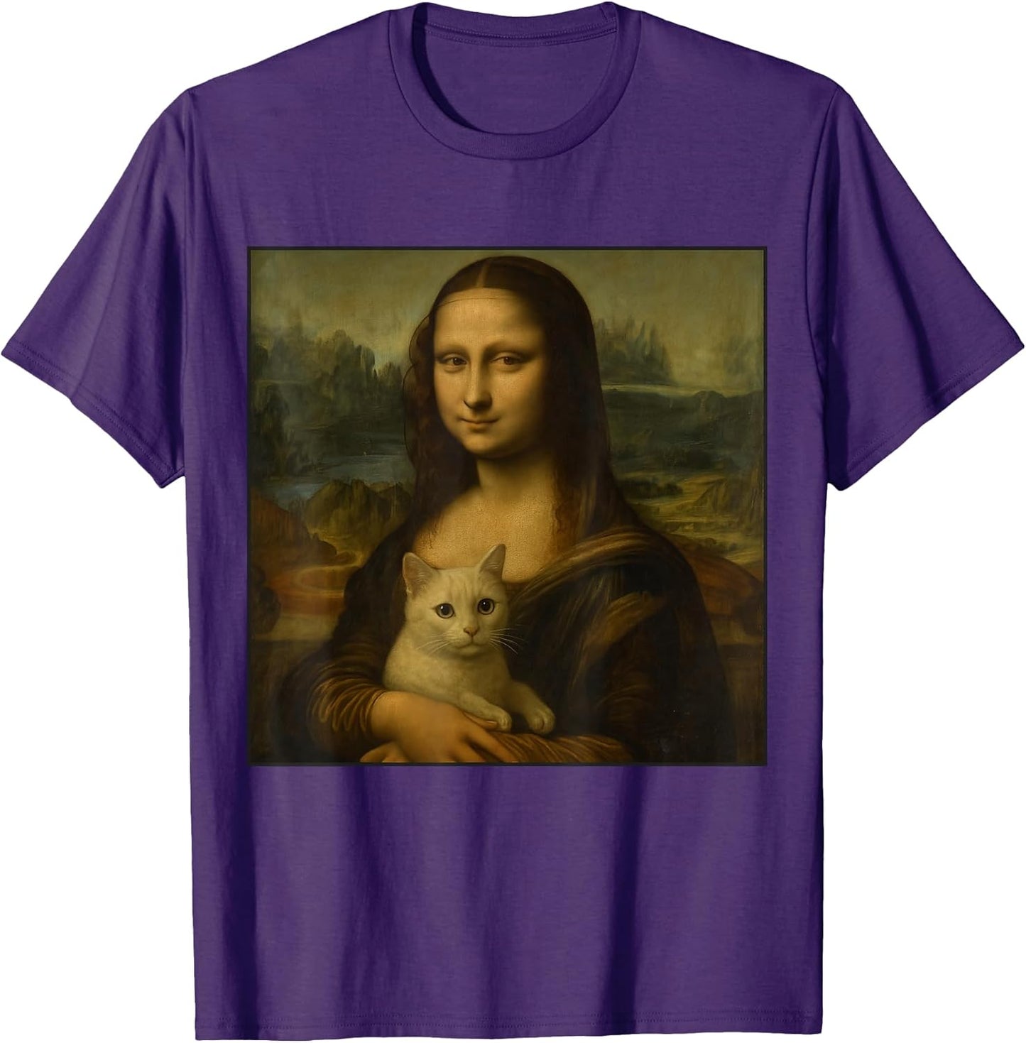 Mona Lisa Holding Cat Funny Cat Lover Art Painting T-Shirt