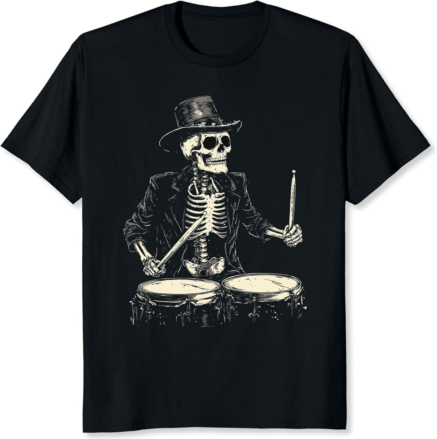 Skeleton Drummer Shirt Vintage Band Shirt Gift for Rock Music Lover Skull T-Shirt for Men
