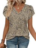 Womens Tops Dressy Casual Petal Sleeve Summer Spring Short Sleeve V Neck Shirts Work Business Vacation Clothes 2026