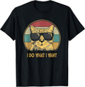 Retro I do What I Want cat Funny cat Lover T-Shirt Small