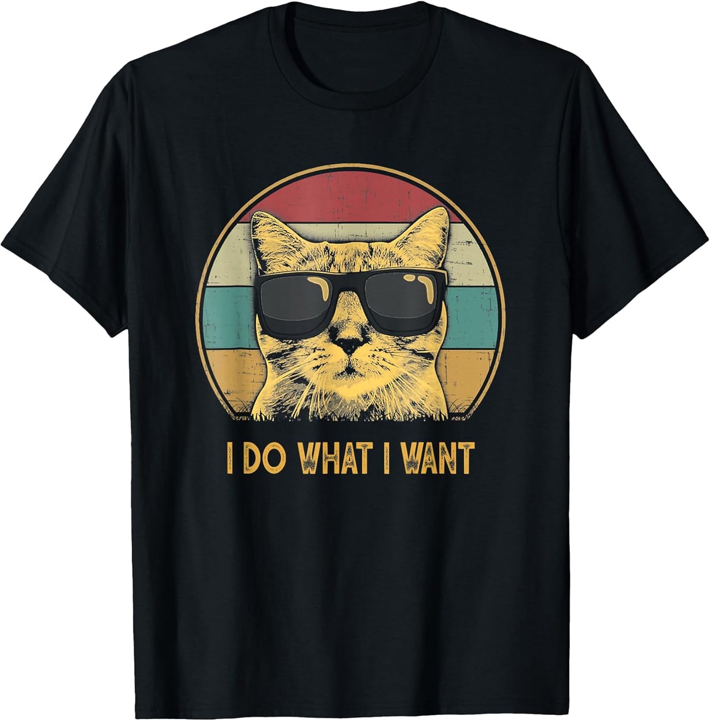 Retro I do What I Want cat Funny cat Lover T-Shirt Small