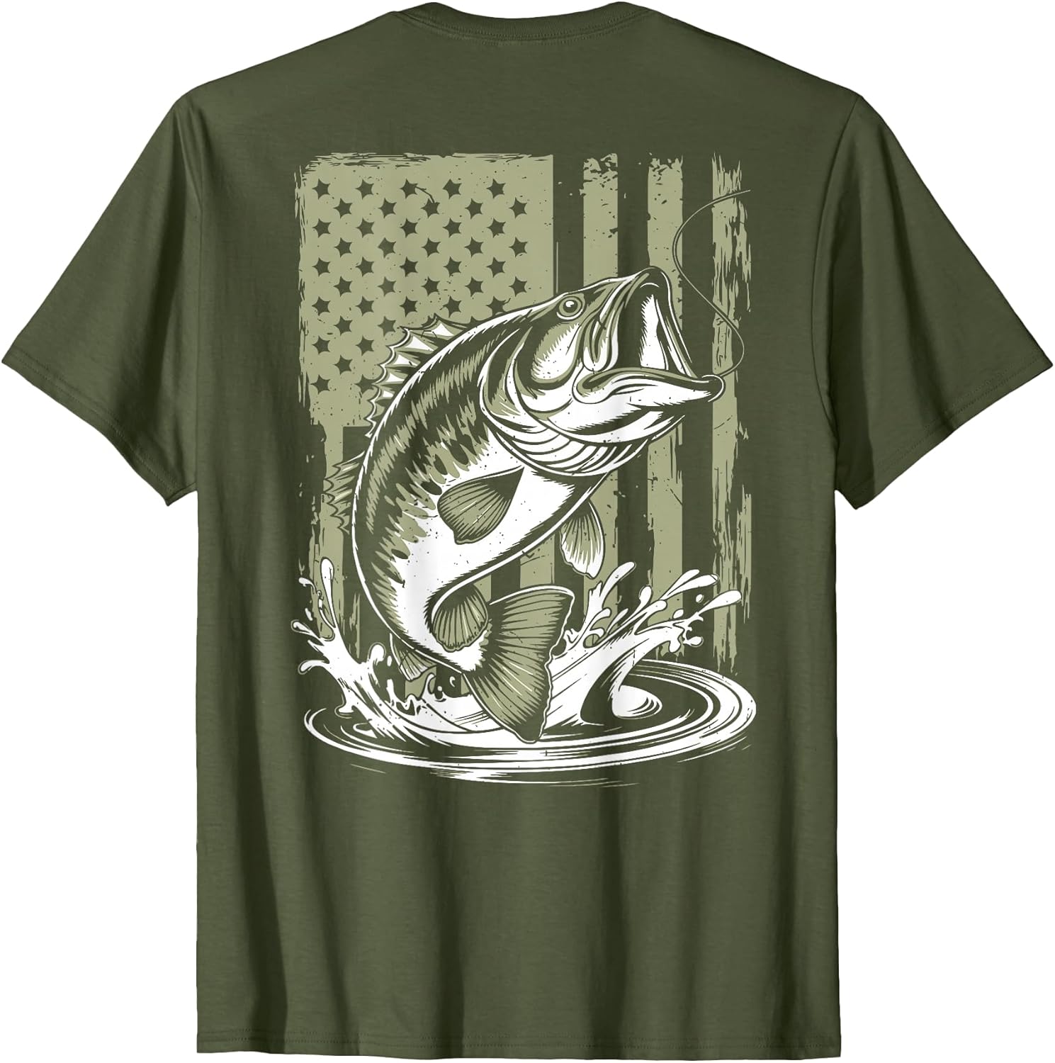 Men's Fishing Camouflage Bass Fish American Camo
