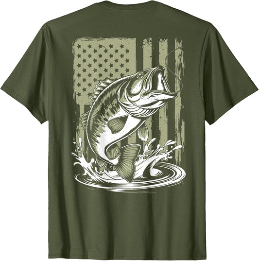 Men's Fishing Camouflage Bass Fish American Camo