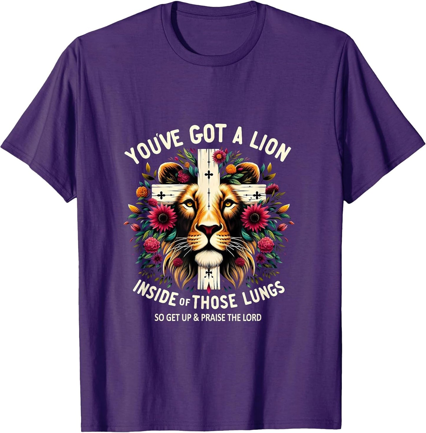 Vintage Retro Flower Lion Jesus Christian Graphic
