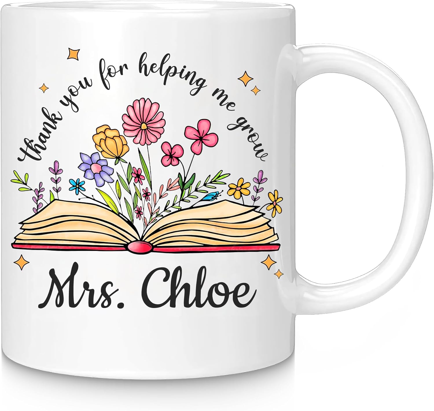 Elemtansy Personalized Teacher Appreciation Gift - Custom 11oz Ceramic Teacher Mug with Name, Personalized Teacher Gifts for Women - Retirement, Graduation & Back to School (Teacher-3)