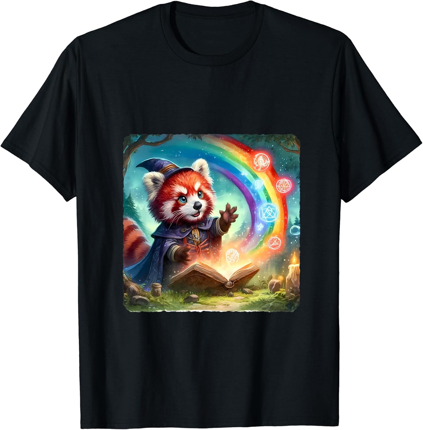 Magic Mystical Sorcery Red Panda Wizard Rainbow