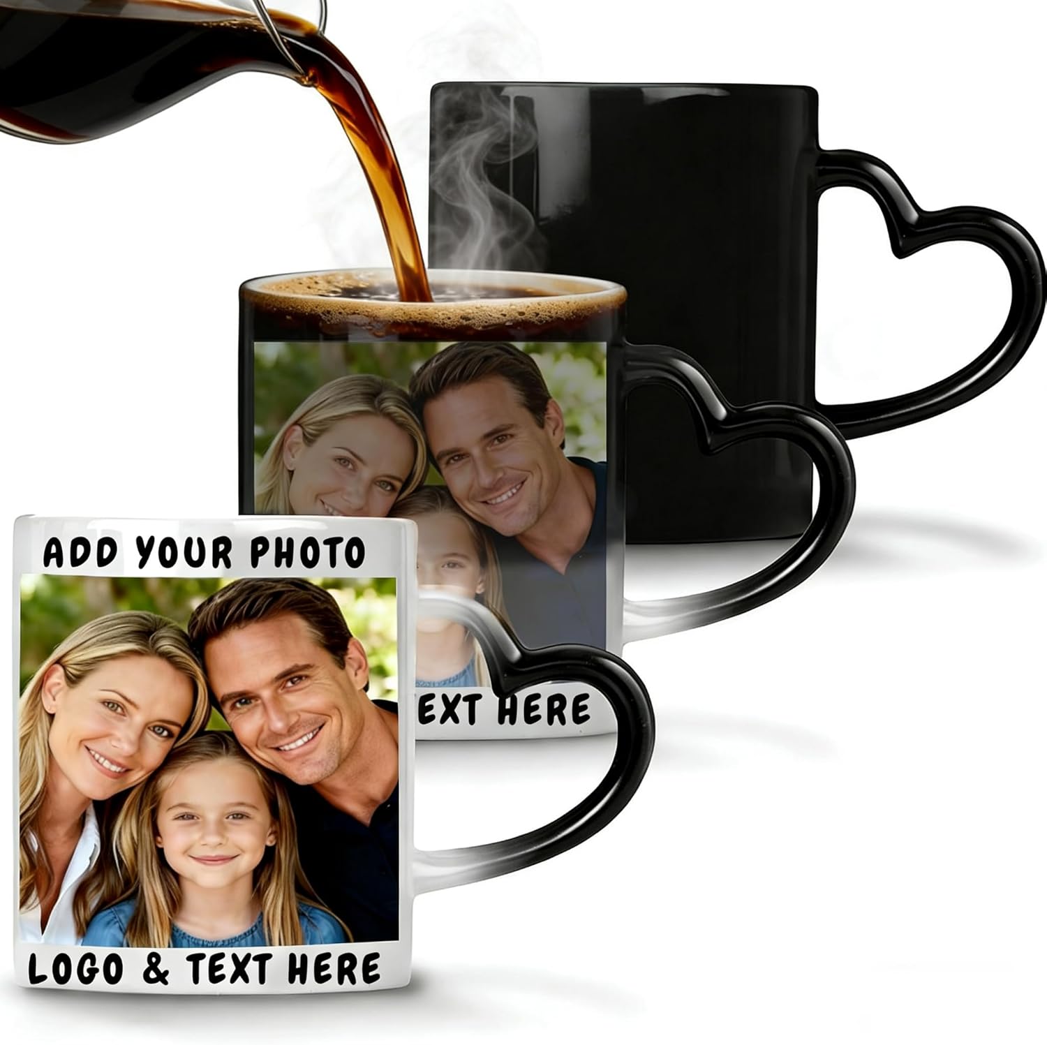 Personalized Coffee Mug – Custom Photo, Text, or Logo, 11 oz Ceramic Magic Mug Tea, Custom Picture Cup with Heat Sensitive Color Changing Cup, Gift Idea for Men & Women, Black | 11oz
