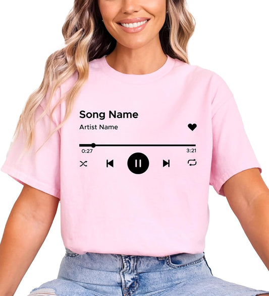 Custom Song Name Shirt Music Gifts for a Music Lover Band Tees Valentines Tshirt for Couples Concert Shirt Tee with Song Name Artist for GF BF