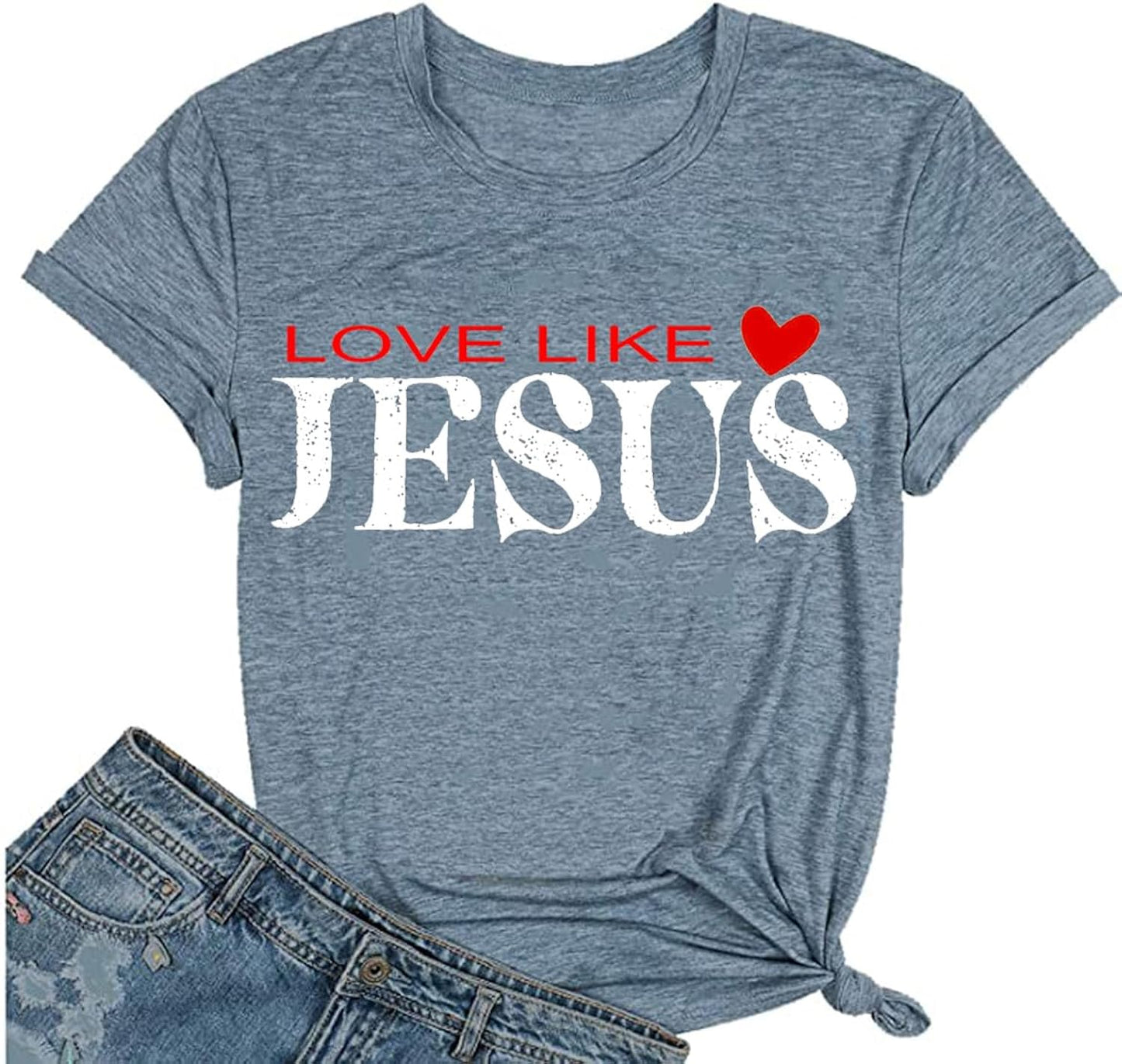 Women Jesus Shirts Funny Christian Letter Print T Shirt Short Sleeve Faith Shirt Graphic Tee Tops