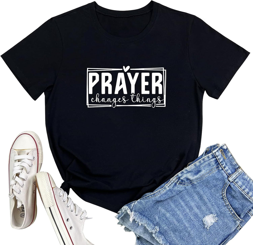 Women Crewneck Prayer Graphic Soft Cute T-Shirts