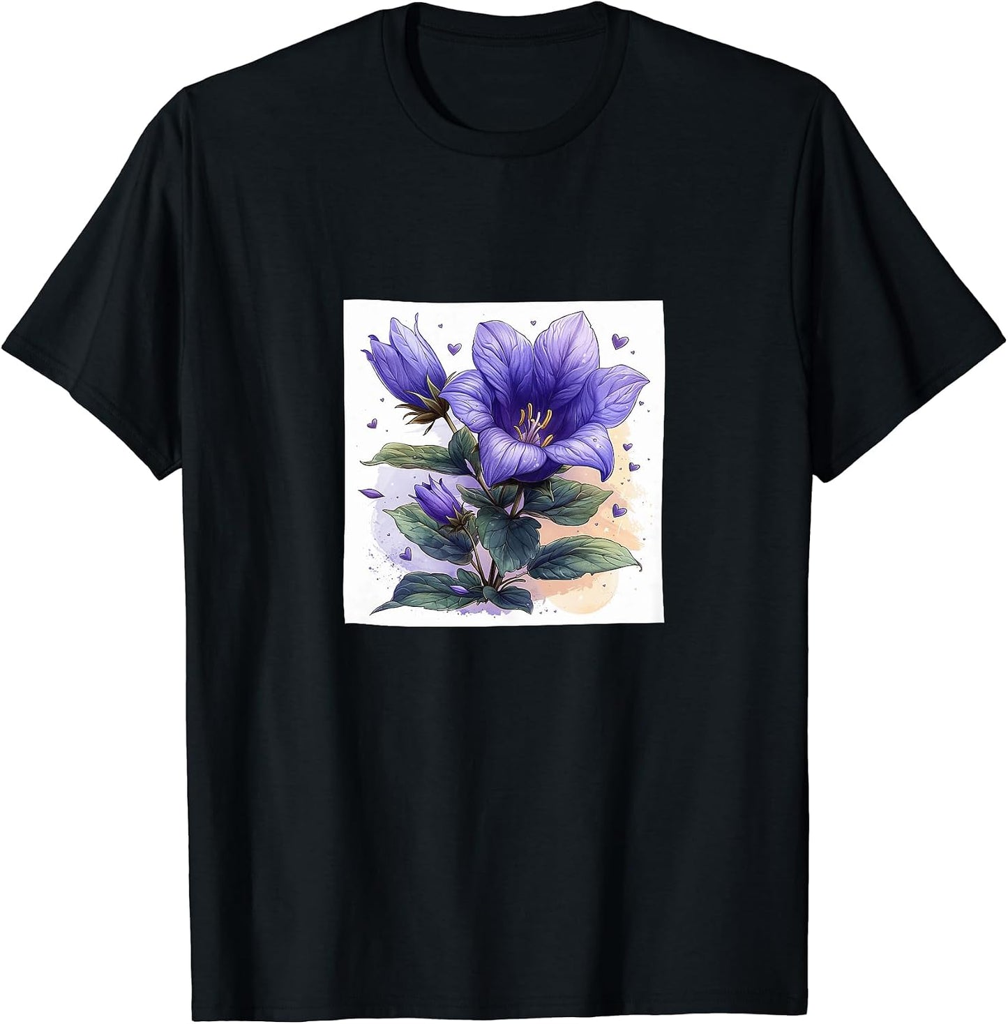 Campanula Flowers With Hearts Around Merch
