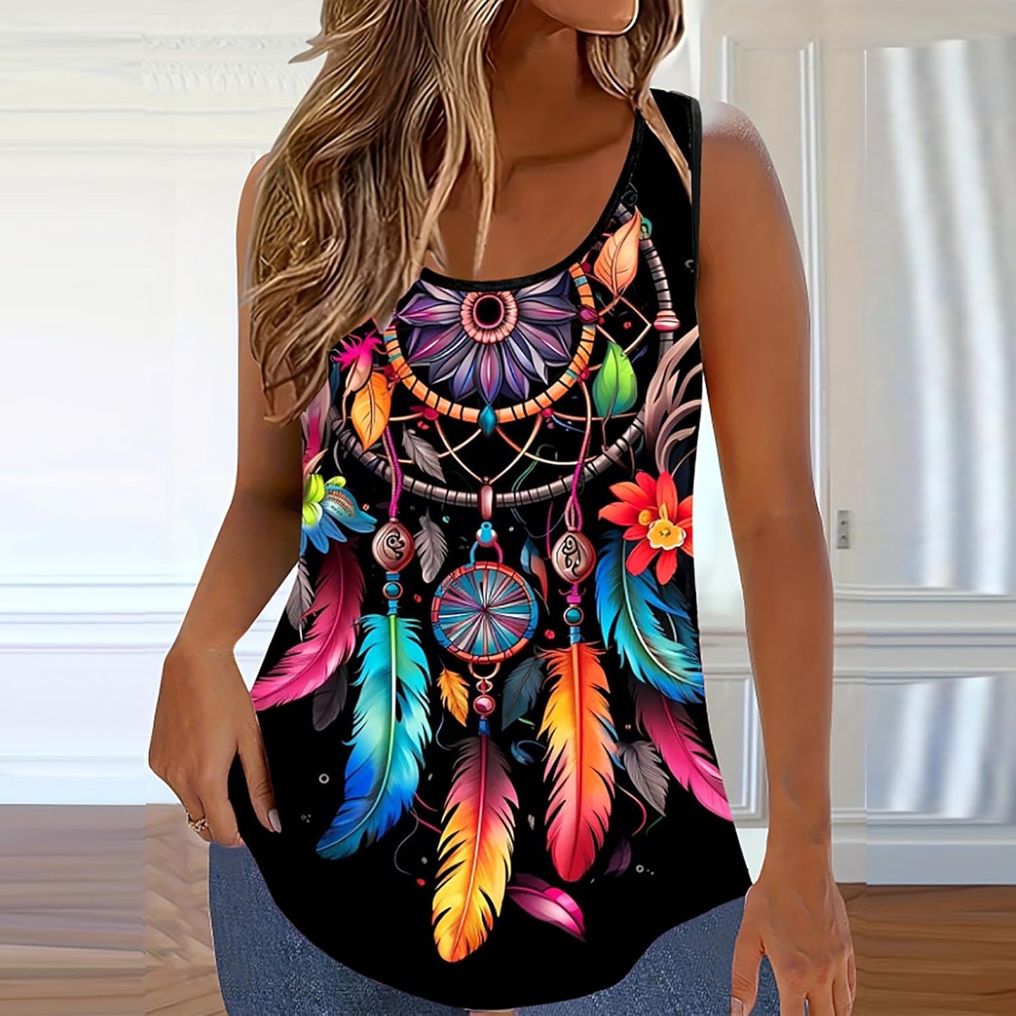 Women's Tank Top Summer Casual Mix-and-Match Ombre All-Over Print