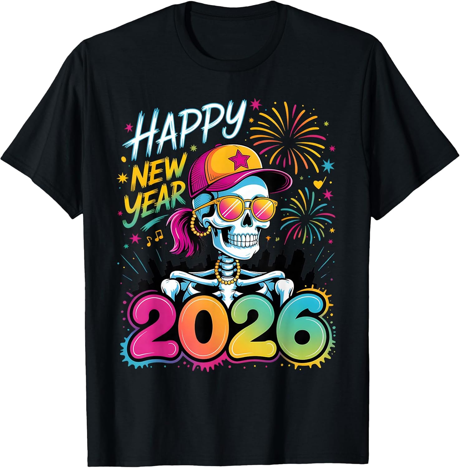 2026 Party Skull New Year Fireworks Celebration