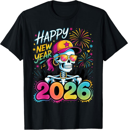2026 Party Skull New Year Fireworks Celebration