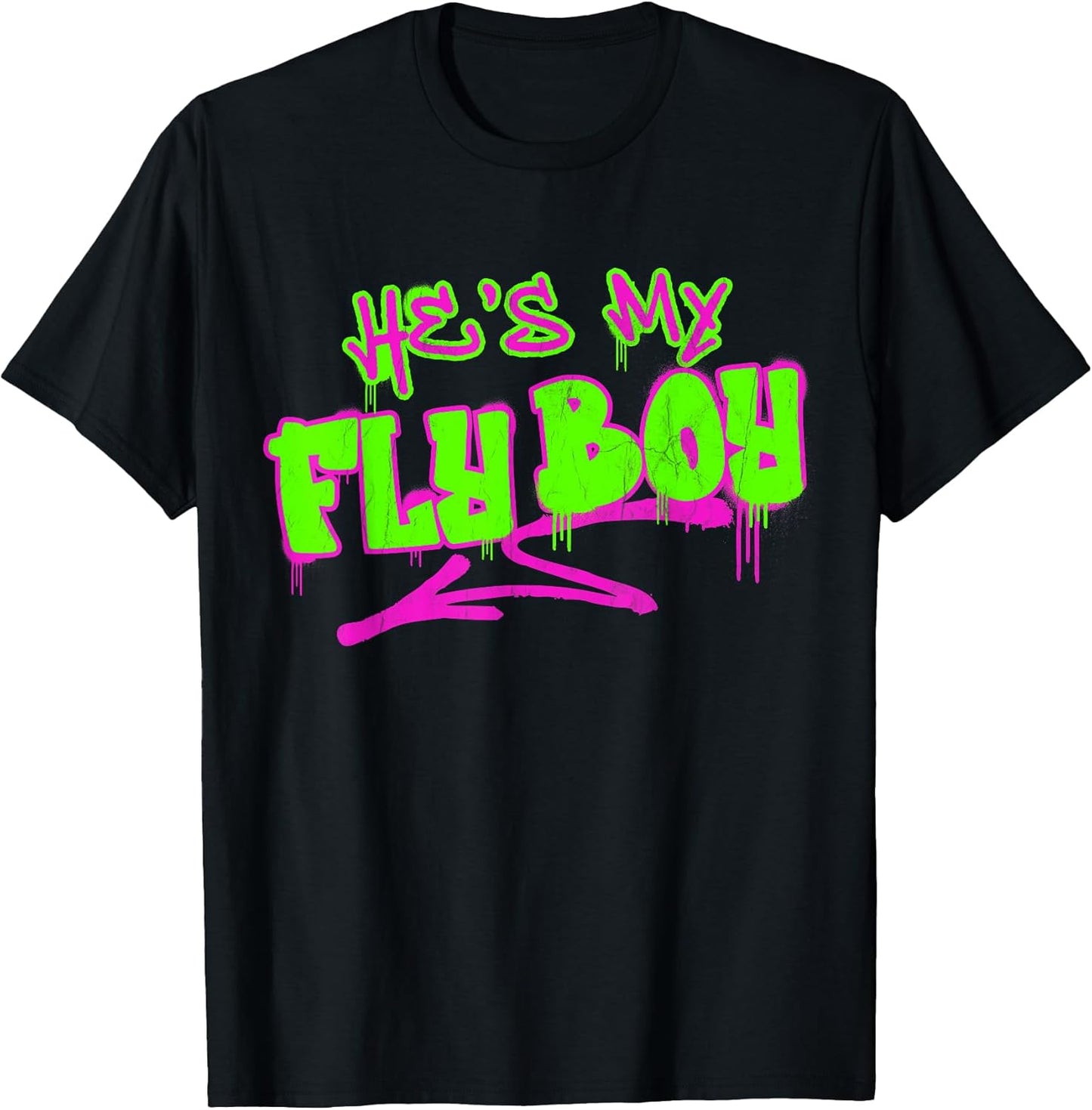 Matching His and Hers He's My Fly Boy 80s 90s Rap Graffiti T-Shirt