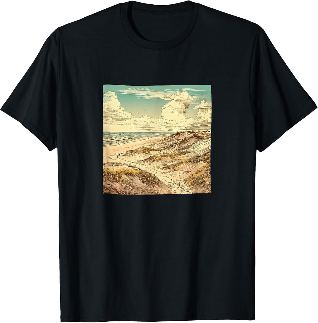 Sandy Beach With Dunes Vintage Landscape Merch