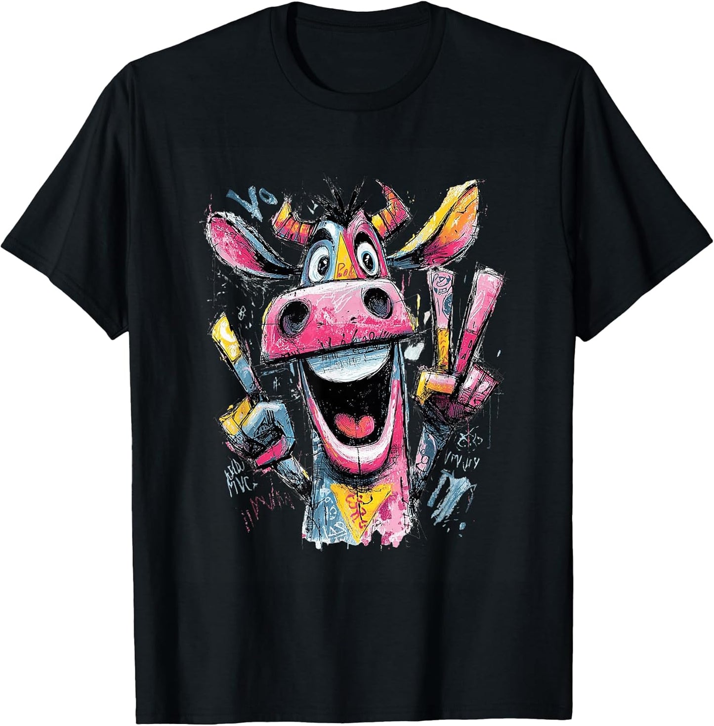 Playful Cow Lover Urban Comic Art Graphics Gesture