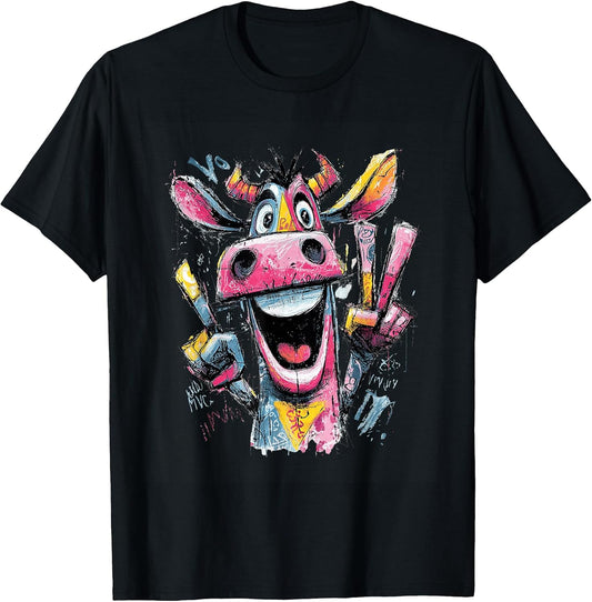 Playful Cow Lover Urban Comic Art Graphics Gesture