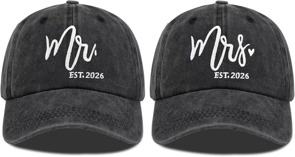Mr and Mrs Hats for Wedding Gifts, Engagement Anniversary Honeymoon Gifts for Newlyweds Couples Baseball Cap