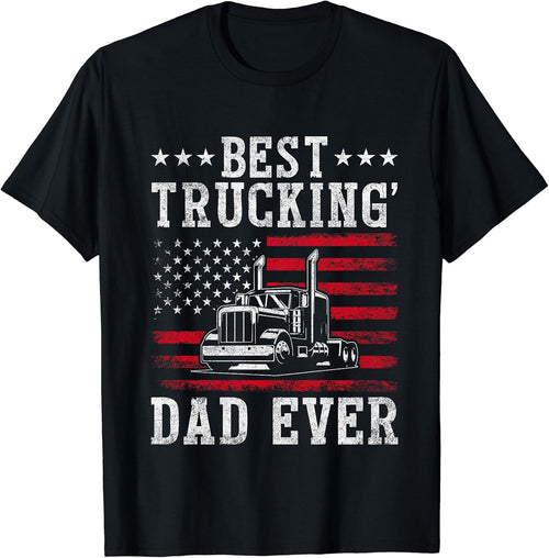 American Flag Best Trucking Dad Ever Fathers Day