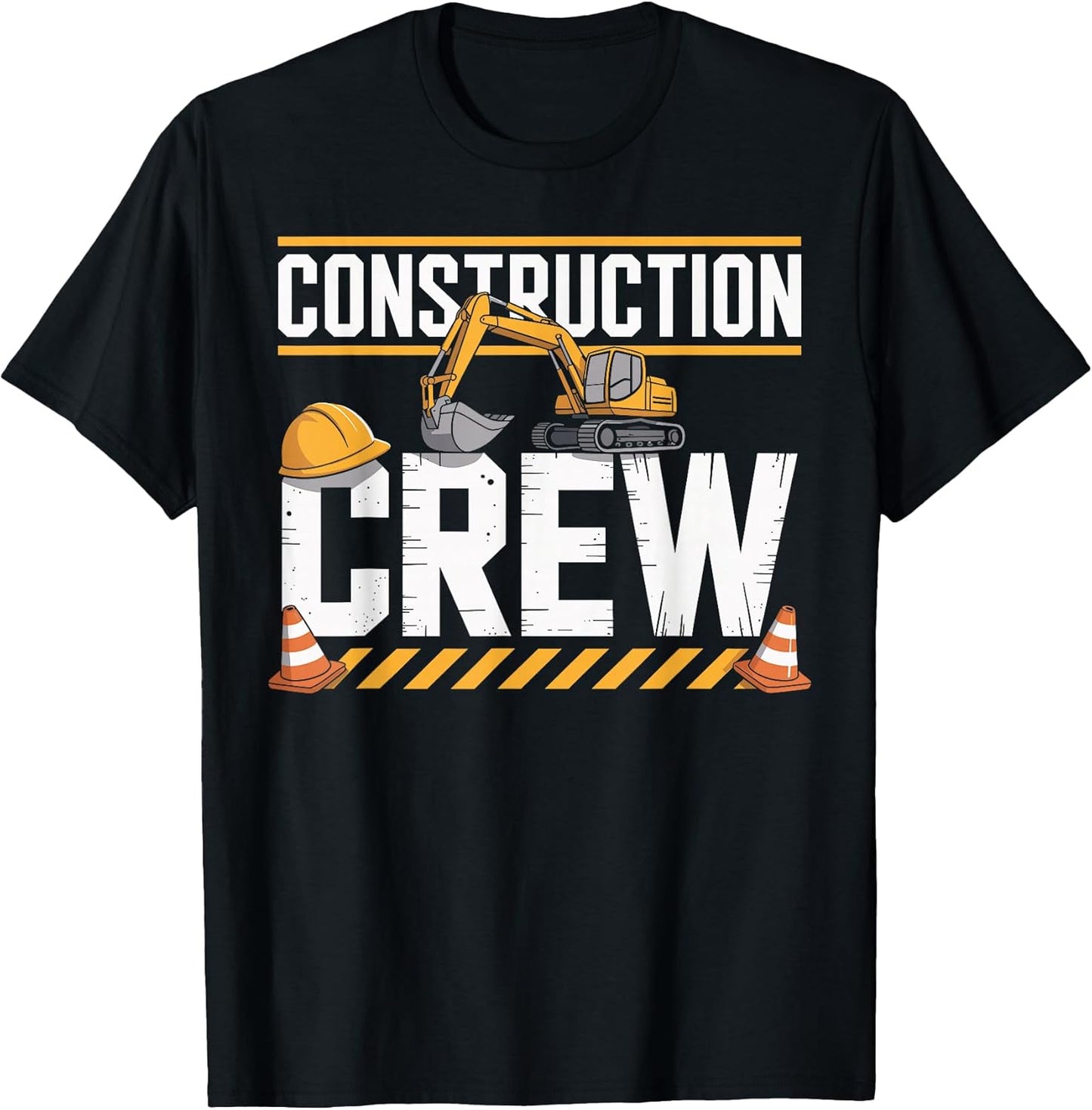 Construction Crew Excavator Hard Hat Traffic Cone T-Shirt