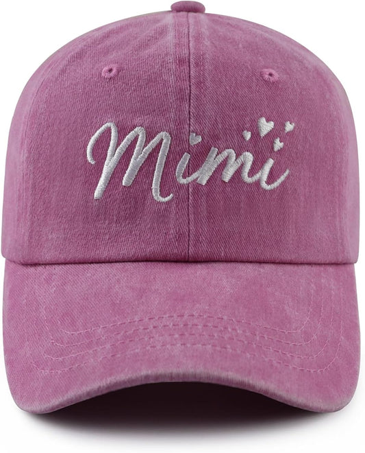Nana Gigi Mimi Hat for Women, Funny Adjustable Cotton Embroidered Grandma Baseball Cap
