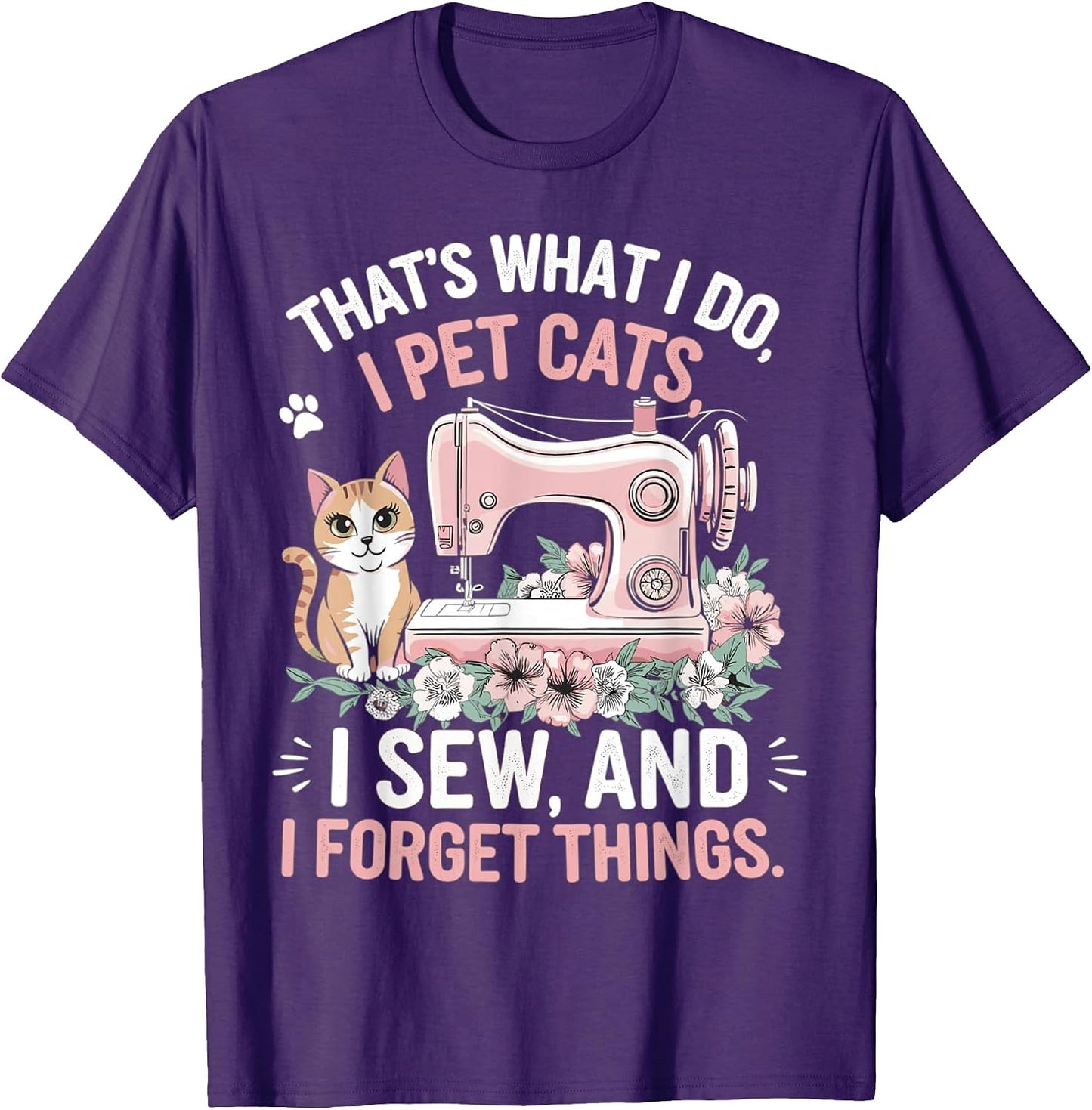 Funny Sew Quilting Woman Cat