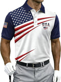 4th of July Shirts for Men - 250 Anniversary USA Polo Shirt, Short Sleeve Golf All Over Print Casual Summer Top