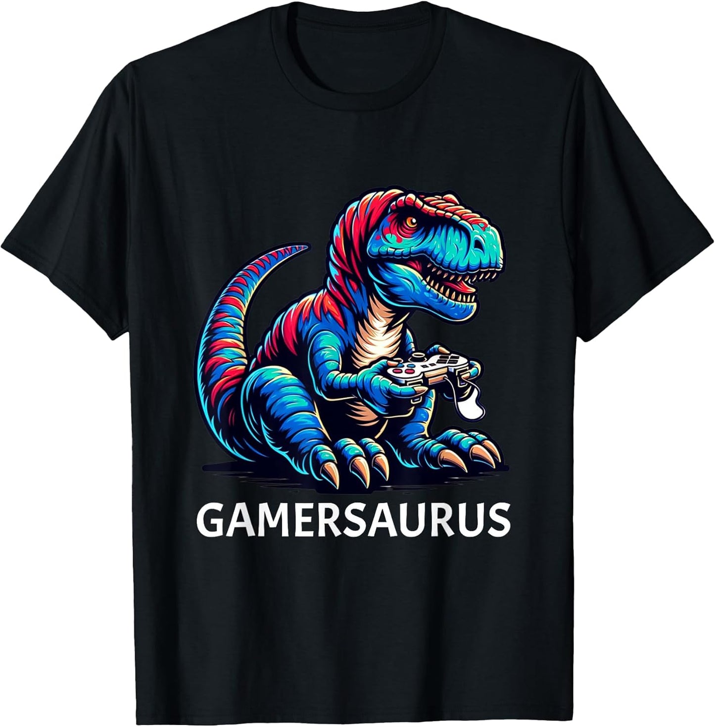 Funny Gaming Dinosaur Gamersaurus T-Rex Graphic Gamer T-Shirt