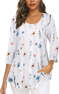 3/4 Sleeve Shirts for Women Dressy Tunic Tops Casual Wear with Floral