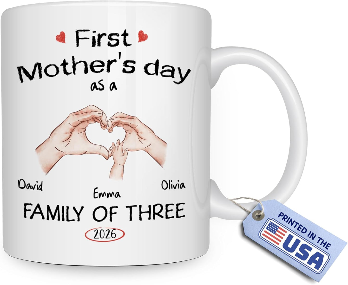 Wrappiness Personalized Coffee Mug for Mom - Custom First Mother’s Day 11oz & 15oz Ceramic Mug, Unique Gift for Her on Mother's Day, Birthday from Husband, Papa, Mama