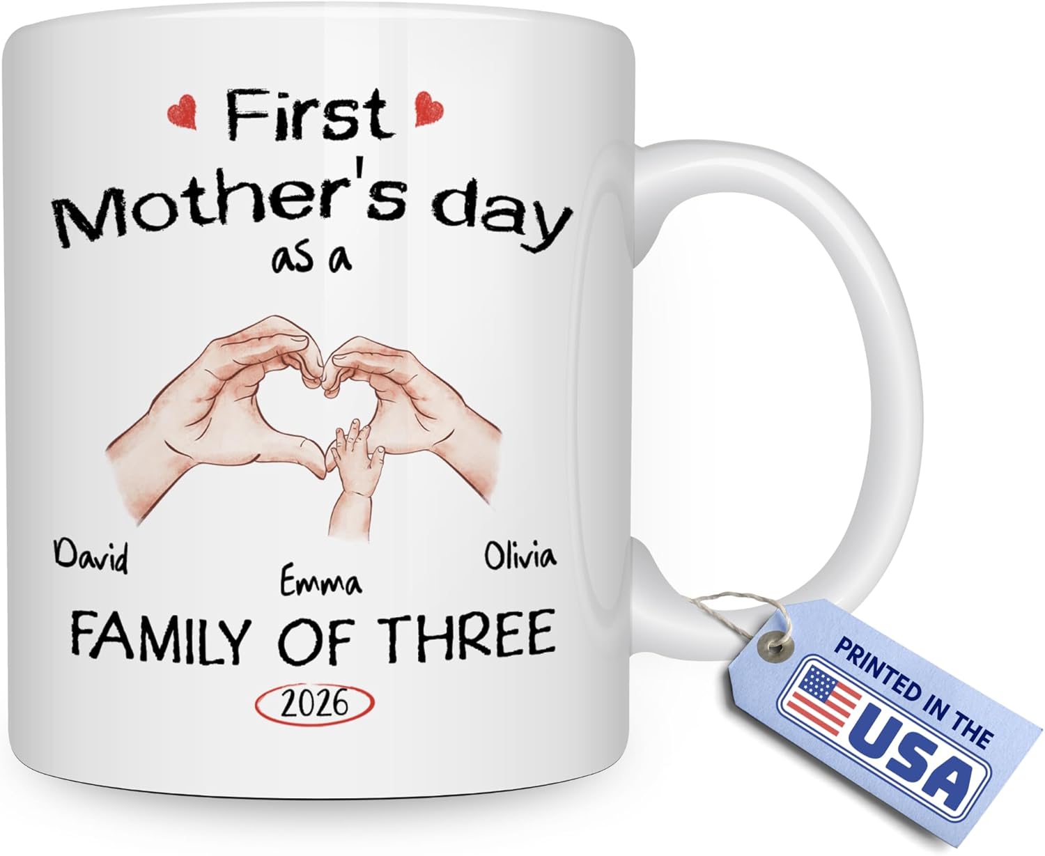 Wrappiness Personalized Coffee Mug for Mom - Custom First Mother’s Day 11oz & 15oz Ceramic Mug, Unique Gift for Her on Mother's Day, Birthday from Husband, Papa, Mama