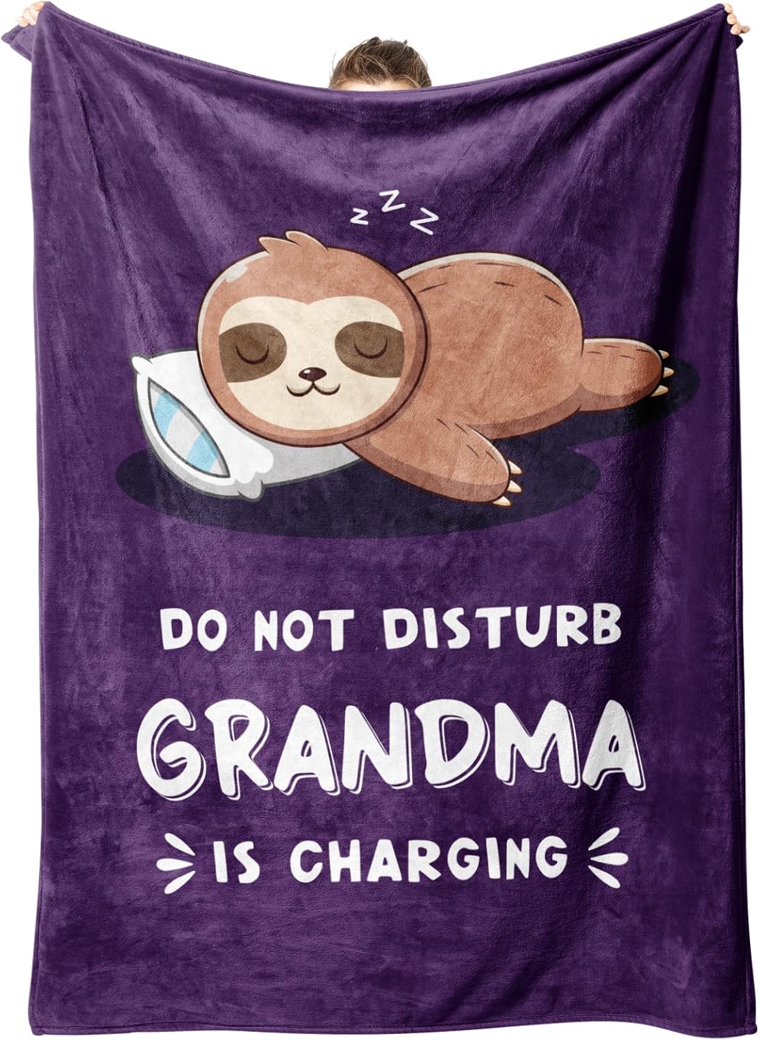 Funny Gifts for Grandma Mothers Day, Grandmas Birthday Gift from Grandkids, Grandma is Charging Sloth Blanket, Grandmas Gifts for Christmas, Soft Sloth Blanket for Grandmother 60" x 50"